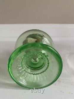 Antique Uranium Glass Handy Brand Small Oil Lamp 7.5
