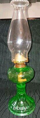 Antique Uranium Glass Oil Lamp Vase Line