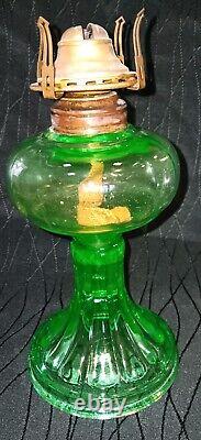 Antique Uranium Glass Oil Lamp Vase Line