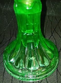 Antique Uranium Glass Oil Lamp Vase Line