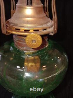 Antique Uranium Glass Oil Lamp Vase Line