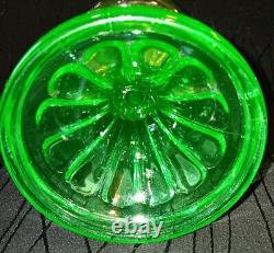 Antique Uranium Glass Oil Lamp Vase Line