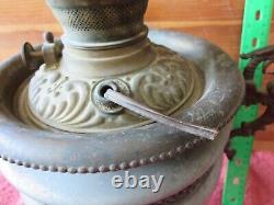Antique Urn Pedestal Oil Lamp Brass & Metal Gargoyle faces Eagle handles Vintage