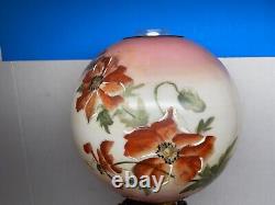 Antique VICTORIAN Hurricane PARLOR OIL Lamp 28TALL FLORAL GLOBE