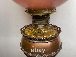 Antique VICTORIAN Hurricane PARLOR OIL Lamp 28TALL FLORAL GLOBE