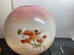 Antique VICTORIAN Hurricane PARLOR OIL Lamp 28TALL FLORAL GLOBE