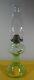 Antique Vaseline Depression Green Glass Kerosene Oil Lamp withGlobe 18 Tall