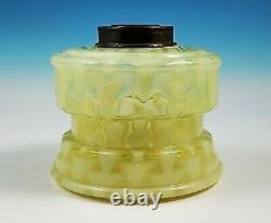 Antique Vaseline Opalescent Glass Oil Bracket Lamp Sharks Tooth Christmas Trees