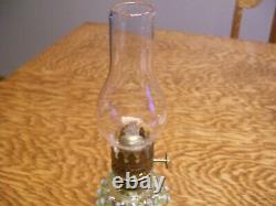 Antique Vaseline Opalescent Uranium Glass Hobnail Oil Lamp. (GREAT CONDITION!)