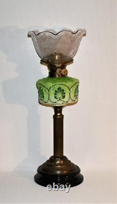 Antique Veritas Lampworks Banquet Lamp Duplex Moulded Embossed Glass Font
