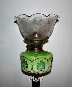 Antique Veritas Lampworks Banquet Lamp Duplex Moulded Embossed Glass Font