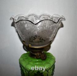 Antique Veritas Lampworks Banquet Lamp Duplex Moulded Embossed Glass Font