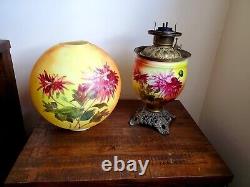 Antique Very Large Parlor Hand Painted Gone with the Wind Oil Lamp Non-Converted