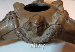 Antique Very Rare Hellenistic Greek Roman Style Bronze Oil Lamp 11 3/4 X 2 1/4