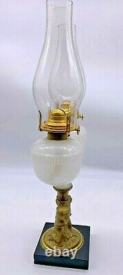 Antique Very Rare Ripley Marriage Oil Lamp With Cherub Base 1870, Sandwich Glass