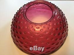 Antique Victorian 1890's 14 Cranberry Hobnail Hanging Parlor Oil Lamp Shade