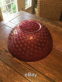 Antique Victorian 1890's 14 Cranberry Hobnail Hanging Parlor Oil Lamp Shade