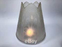 Antique Victorian Acid Etched Glass Oil Lamp Shade Castellated For 10cm Gallery