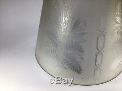 Antique Victorian Acid Etched Glass Oil Lamp Shade Castellated For 10cm Gallery
