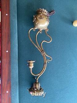 Antique Victorian Art Nouveau Deco Dual Newel Light Post Lamp Works Rare 24