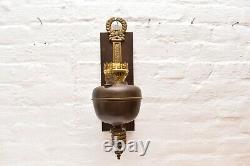 Antique Victorian Art Nouveau Figural Hand Holder Wall Sconce Oil Lamp Brass