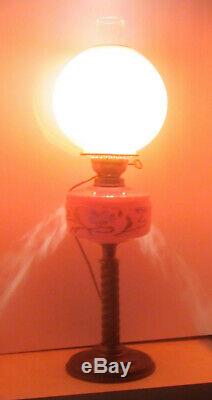 Antique Victorian Art Nouveau Lotus Banquet Parlor Electrified Oil Lamp GWTW