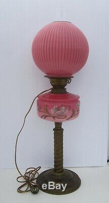 Antique Victorian Art Nouveau Lotus Banquet Parlor Electrified Oil Lamp GWTW
