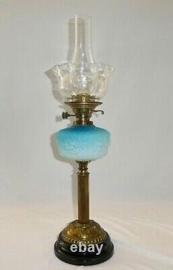 Antique Victorian Banquet OIL LAMP with LONDON EVERED & CO DUPLEX BURNER. 1865