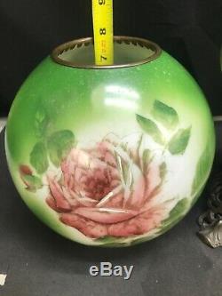 Antique Victorian Banquet Oil Lamp Hand Painted Roses GWTW Parlor