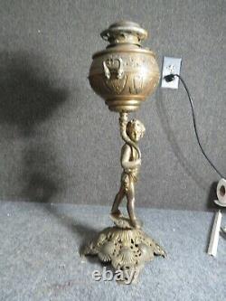 Antique Victorian Bradley & Hubbard Cherub Banquet Lamp