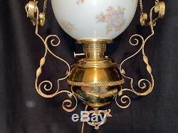 Antique Victorian Bradley & Hubbard Hanging Gone With The Wind Oil Lamp