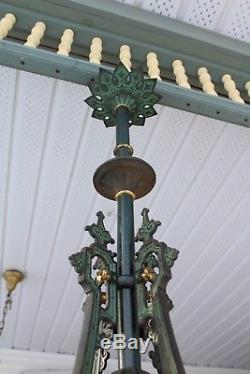 Antique Victorian Cast Iron 4 Arms Oil Lamps Chandelier Eastlake Figural B&h