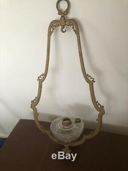 Antique Victorian Cast Iron Ceiling Hanging Oil Lamp Bracket