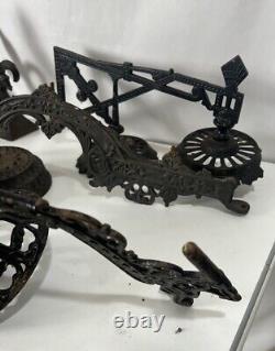 Antique Victorian Cast Iron Swing Arm Oil Lamp Wall Sconce Lot