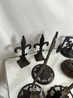 Antique Victorian Cast Iron Swing Arm Oil Lamp Wall Sconce Lot