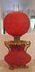 Antique Victorian Cherise Red Primrose Parlor Vase Oil Lamp Circa 1902