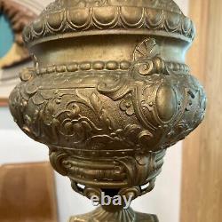 Antique Victorian Cherub Brass Electrified Oil Lamp Ornate