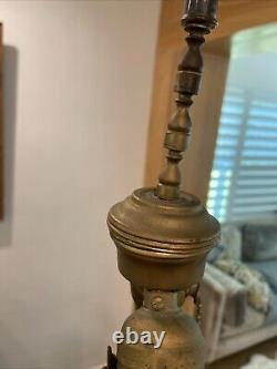 Antique Victorian Cherub Brass Electrified Oil Lamp Ornate