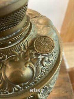 Antique Victorian Cherub Brass Electrified Oil Lamp Ornate