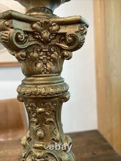 Antique Victorian Cherub Brass Electrified Oil Lamp Ornate