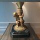Antique Victorian Cherub Figure Oil Lamp Clear Glass Bowl & Figural Bronze Base