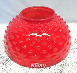 Antique Victorian Cranberry Hobnail Glass Hanging Library Parlor Oil Lamp Shade