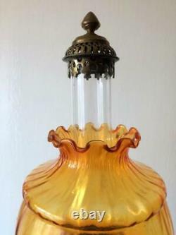 Antique Victorian Duplex Floor Kerosene Oil Lamp Glass Brass Base Tall 63 in