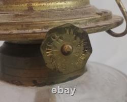 Antique Victorian EAPG Kerosene Oil Lamp Eagle Burner Milk Glass Base 14