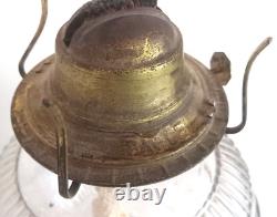 Antique Victorian EAPG Kerosene Oil Lamp Eagle Burner Milk Glass Base 14