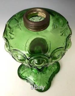 Antique Victorian EAPG Oil Lamp Emerald Green Bullseye Fine Detail, c. 1895, NR