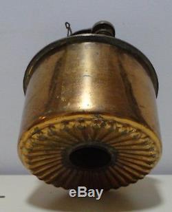 Antique Victorian EM&Co Edward Miller Lamp 42 Hanging Oil Lamp Brass Fancy Font