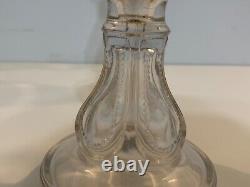 Antique Victorian Era Glass Oil Lamp with Hand Painted Enamel Floral Decorations