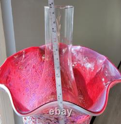 Antique Victorian Era Ruby Glass Oil Lamp, Converted Electric, Stunning Detail