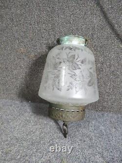 Antique Victorian Etched glaass Hall lamp Floral design